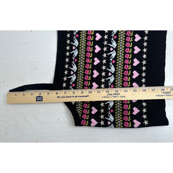 Anthropologie Maeve Cropped Sweater Black Pink Fair Isle Sleeveless Winter S - Picture 4 of 5
